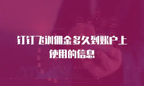 钉钉飞训佣金多久到账户上使用的信息