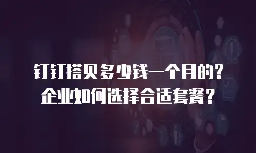 钉钉搭贝多少钱一个月的？企业如何选择合适套餐？