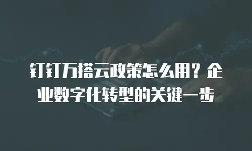 钉钉万搭云政策怎么用？企业数字化转型的关键一步