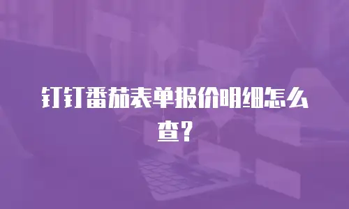 钉钉番茄表单报价明细怎么查？