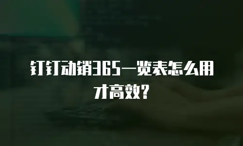 钉钉动销365一览表怎么用才高效？