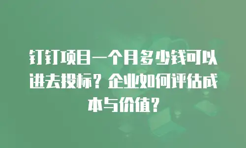 钉钉项目一个月多少钱可以进去投标？企业如何评估成本与价值？