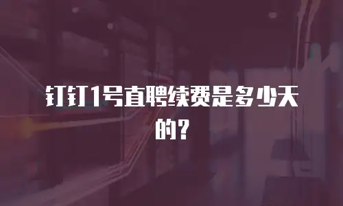 钉钉1号直聘续费是多少天的？