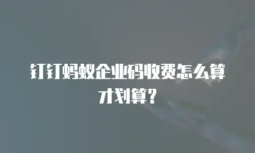 钉钉蚂蚁企业码收费怎么算才划算？