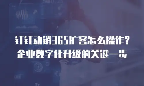 钉钉动销365扩容怎么操作？企业数字化升级的关键一步