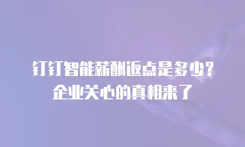 钉钉智能薪酬返点是多少？企业关心的真相来了