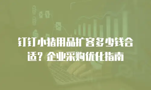 钉钉小猪用品扩容多少钱合适？企业采购优化指南