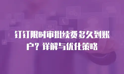 钉钉限时审批续费多久到账户？详解与优化策略