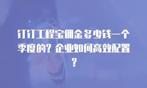 钉钉工程宝佣金多少钱一个季度的？企业如何高效配置？