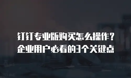 钉钉专业版购买怎么操作？企业用户必看的3个关键点