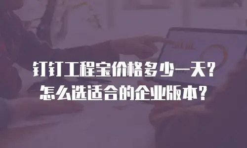 钉钉工程宝价格多少一天？怎么选适合的企业版本？