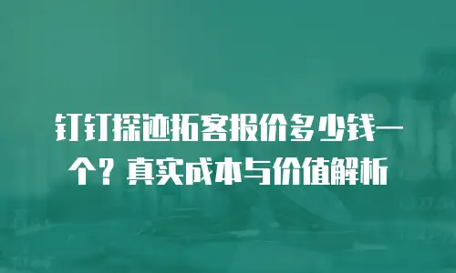 钉钉探迹拓客报价多少钱一个？真实成本与价值解析