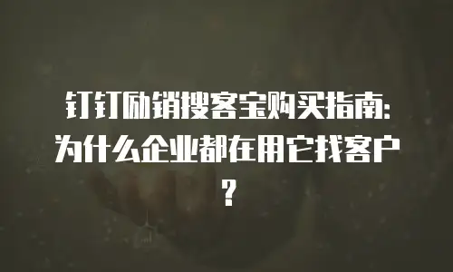 钉钉励销搜客宝购买指南：为什么企业都在用它找客户？