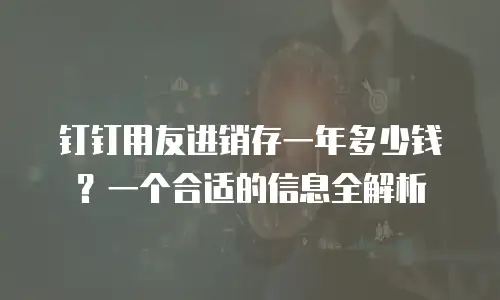 钉钉用友进销存一年多少钱？一个合适的信息全解析