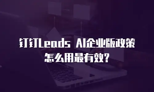 钉钉Leads AI企业版政策怎么用最有效？