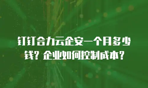 钉钉合力云企安一个月多少钱？企业如何控制成本？
