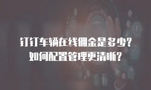 钉钉车辆在线佣金是多少？如何配置管理更清晰？
