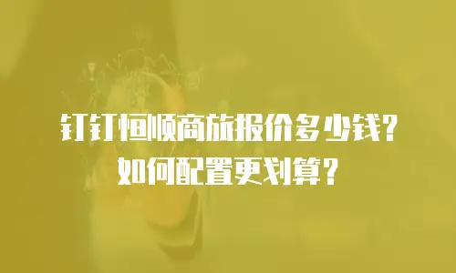 钉钉恒顺商旅报价多少钱？如何配置更划算？