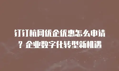 钉钉杭网优企优惠怎么申请？企业数字化转型新机遇
