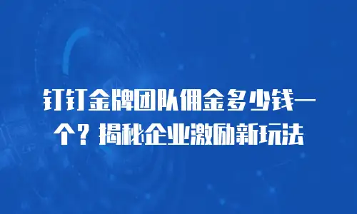 钉钉金牌团队佣金多少钱一个？揭秘企业激励新玩法