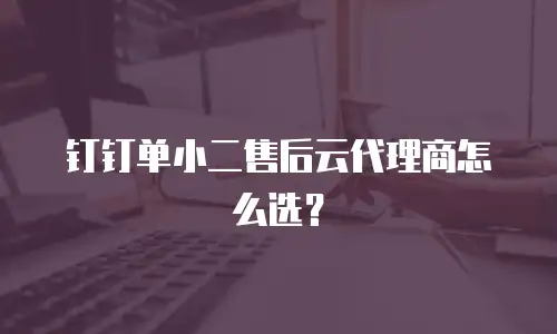 钉钉单小二售后云代理商怎么选？