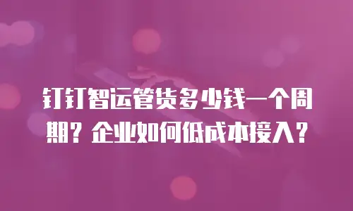 钉钉智运管货多少钱一个周期？企业如何低成本接入？