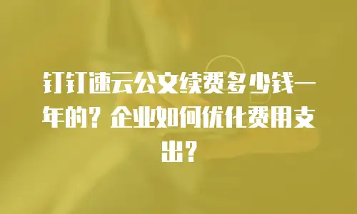 钉钉速云公文续费多少钱一年的？企业如何优化费用支出？