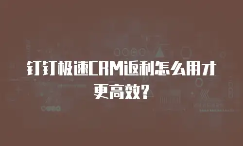 钉钉极速CRM返利怎么用才更高效？