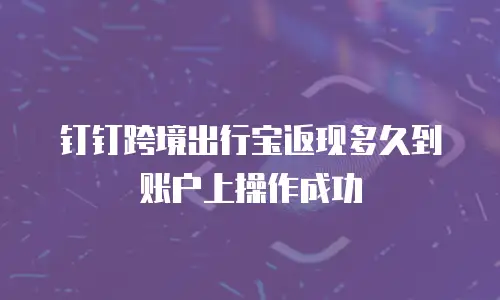 钉钉跨境出行宝返现多久到账户上操作成功