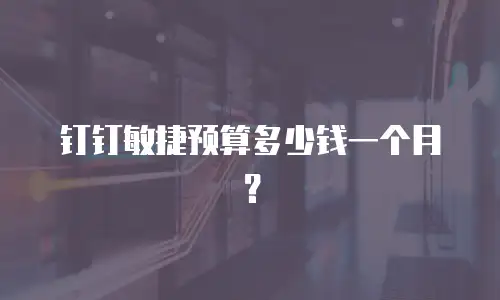 钉钉敏捷预算多少钱一个月？