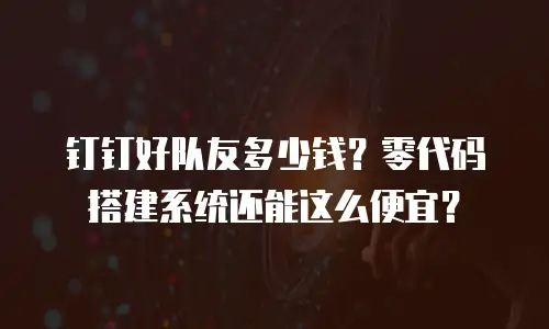 钉钉好队友多少钱？零代码搭建系统还能这么便宜？