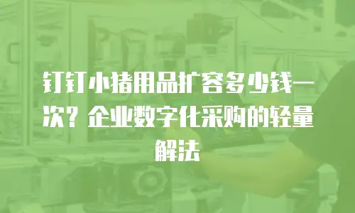 钉钉小猪用品扩容多少钱一次？企业数字化采购的轻量解法