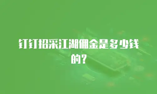 钉钉招采江湖佣金是多少钱的？