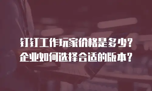 钉钉工作玩家价格是多少？企业如何选择合适的版本？
