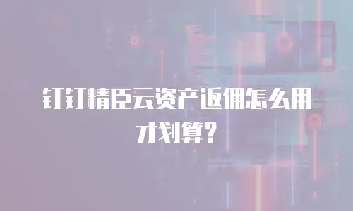 钉钉精臣云资产返佣怎么用才划算？