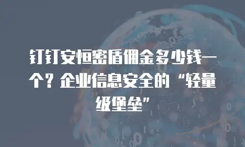 钉钉安恒密盾佣金多少钱一个？企业信息安全的&ldquo;轻量级堡垒&rdquo;