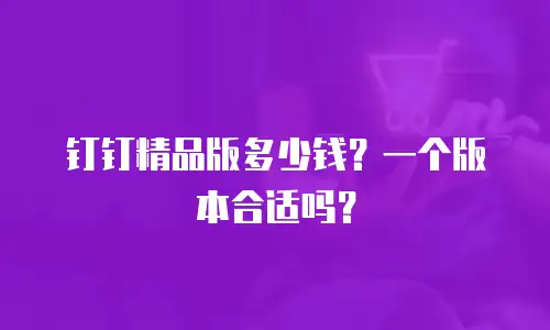 钉钉精品版多少钱？一个版本合适吗？