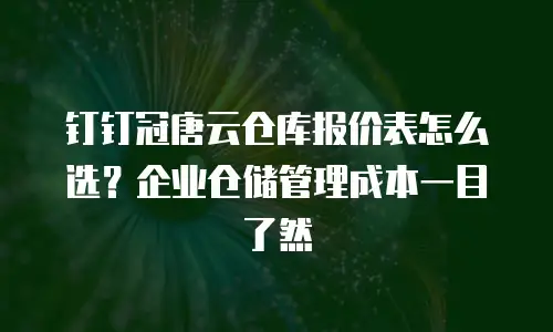钉钉冠唐云仓库报价表怎么选？企业仓储管理成本一目了然