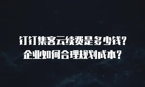 钉钉集客云续费是多少钱？企业如何合理规划成本？
