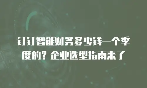 钉钉智能财务多少钱一个季度的？企业选型指南来了