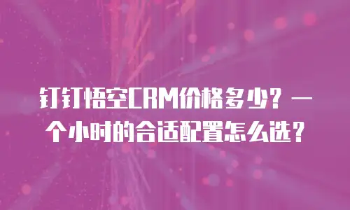 钉钉悟空CRM价格多少？一个小时的合适配置怎么选？