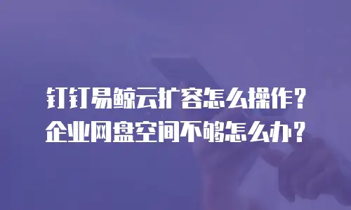 钉钉易鲸云扩容怎么操作？企业网盘空间不够怎么办？
