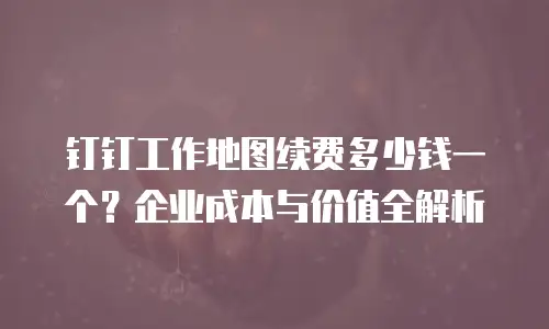 钉钉工作地图续费多少钱一个？企业成本与价值全解析