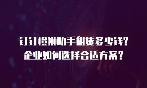 钉钉橙狮助手租赁多少钱？企业如何选择合适方案？