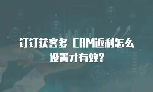 钉钉获客多 CRM返利怎么设置才有效？