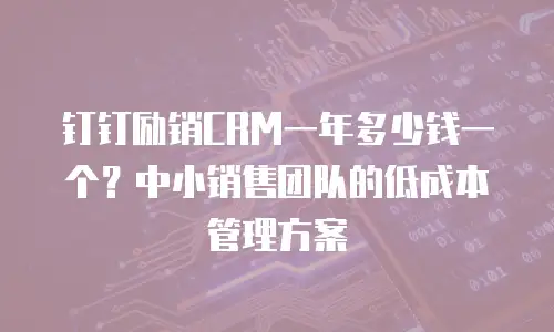 钉钉励销CRM一年多少钱一个？中小销售团队的低成本管理方案