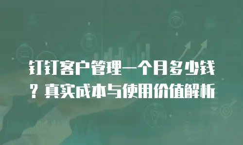 钉钉客户管理一个月多少钱？真实成本与使用价值解析