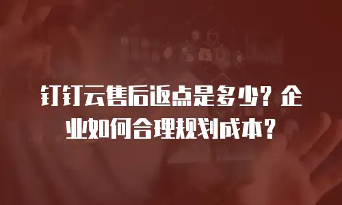 钉钉云售后返点是多少？企业如何合理规划成本？