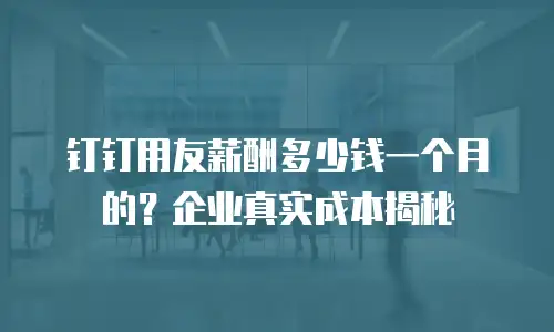 钉钉用友薪酬多少钱一个月的？企业真实成本揭秘