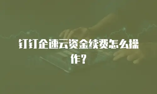 钉钉企速云资金续费怎么操作？